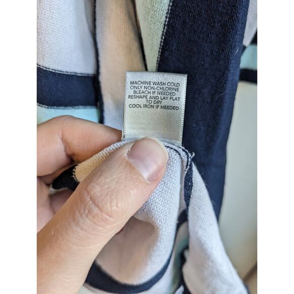 Christopher & Banks Women's Blue White Long Sleeve Open Front Cardigan Size L - Picture 5 of 5